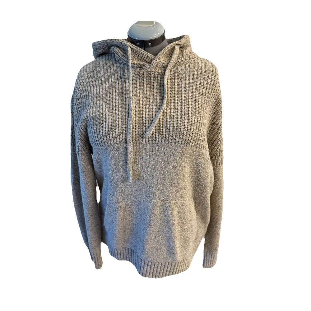 American Eagle Unisex Size L Beige Hoodie Knit Sweater Pocket Casual Lounge Cozy